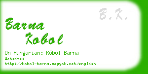 barna kobol business card